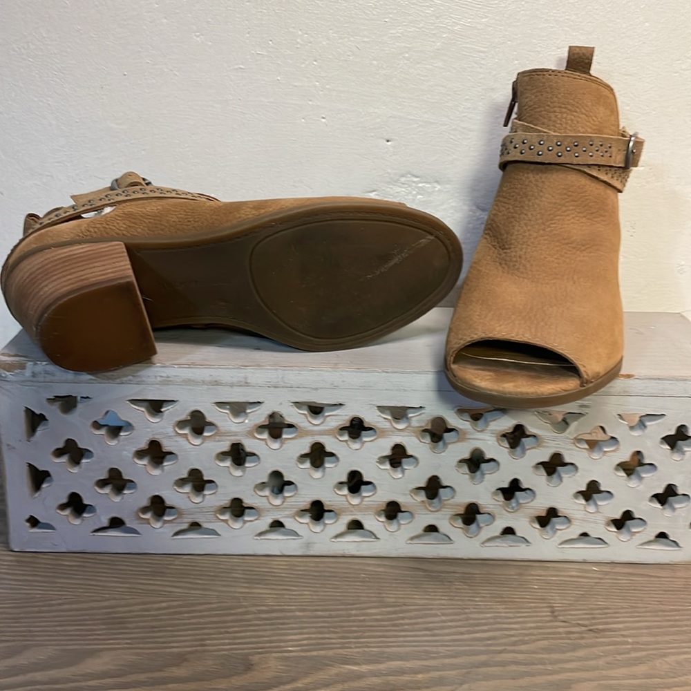 Lucky Brand Open Tow Leather Wrap Strap Ankle Boot #0205 - Picture 4 of 7
